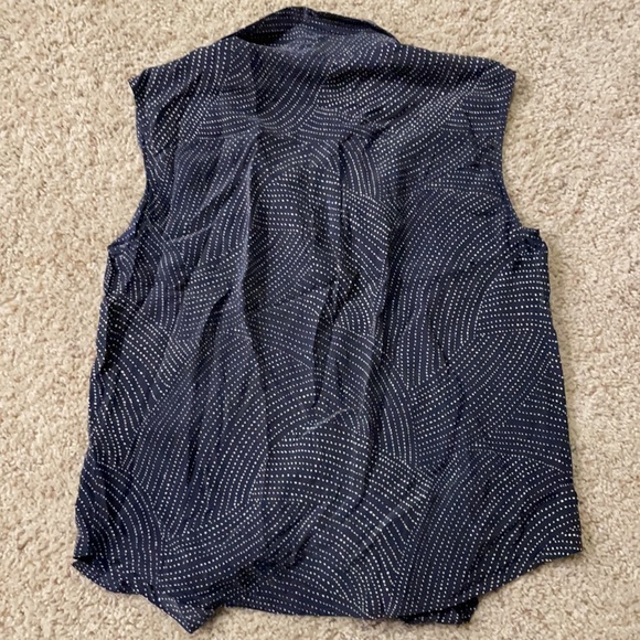 Equipment Navy Polka Dot Sleeveless Tie Blouse - Picture 2 of 2